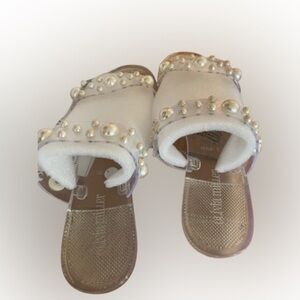 Olivia Miller, 2 clear plastic straps with bling atop, size 10.